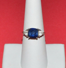 STERLING SILVER BLUE AND CLEAR CZ RING SIZE 7.25
