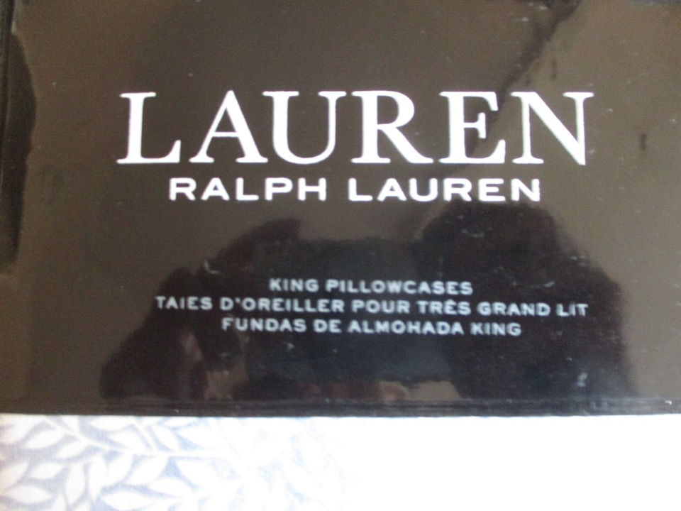 Ralph Lauren WILLA Leaf KING Pillowcases Cotton Chambray / Cream Pair