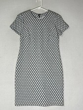 Calvin Klein White Black Geometric Pattern Quilted Dress Women's Size Small