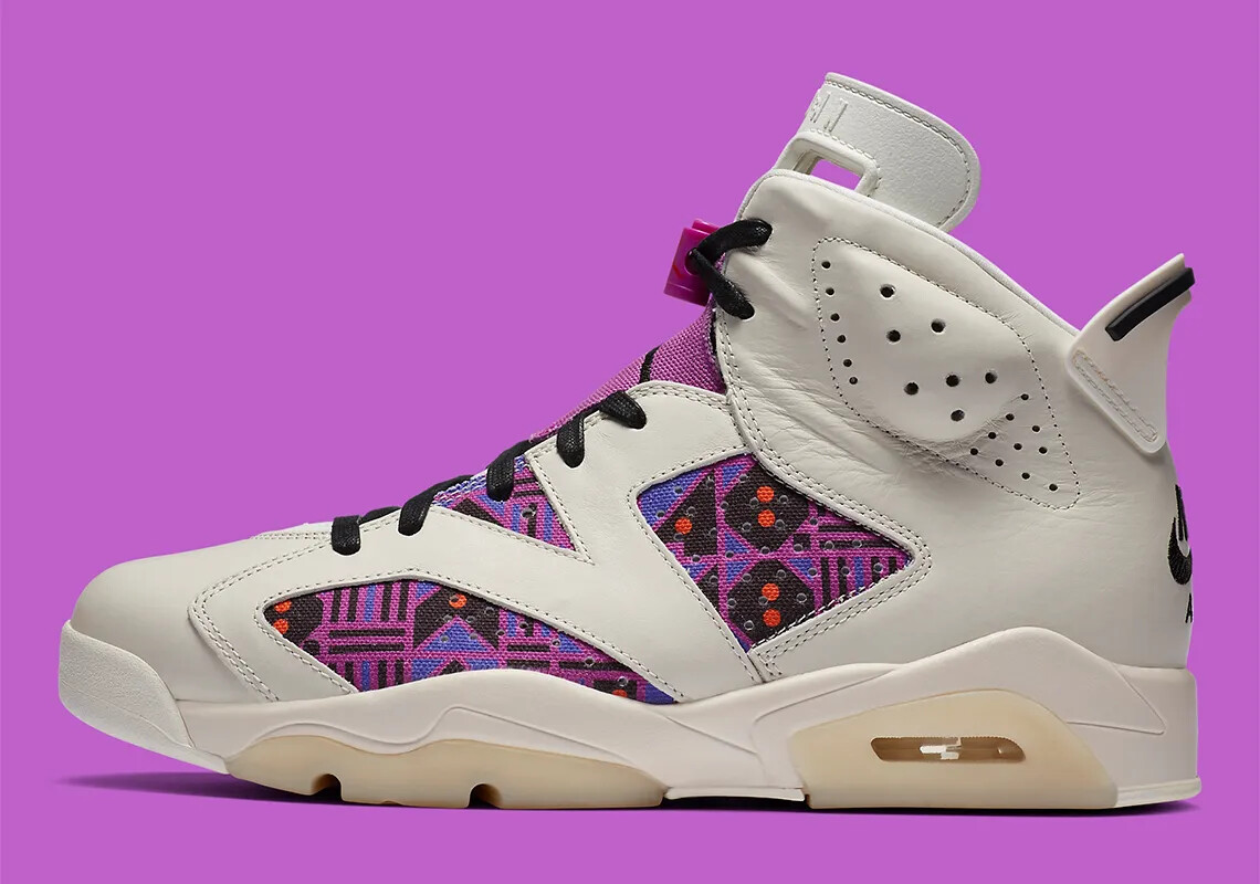 Мужские кроссовки Nike Air Jordan 6 Retro Quai 54 Sail черно-фиолетового цвета CZ4152-101 размера