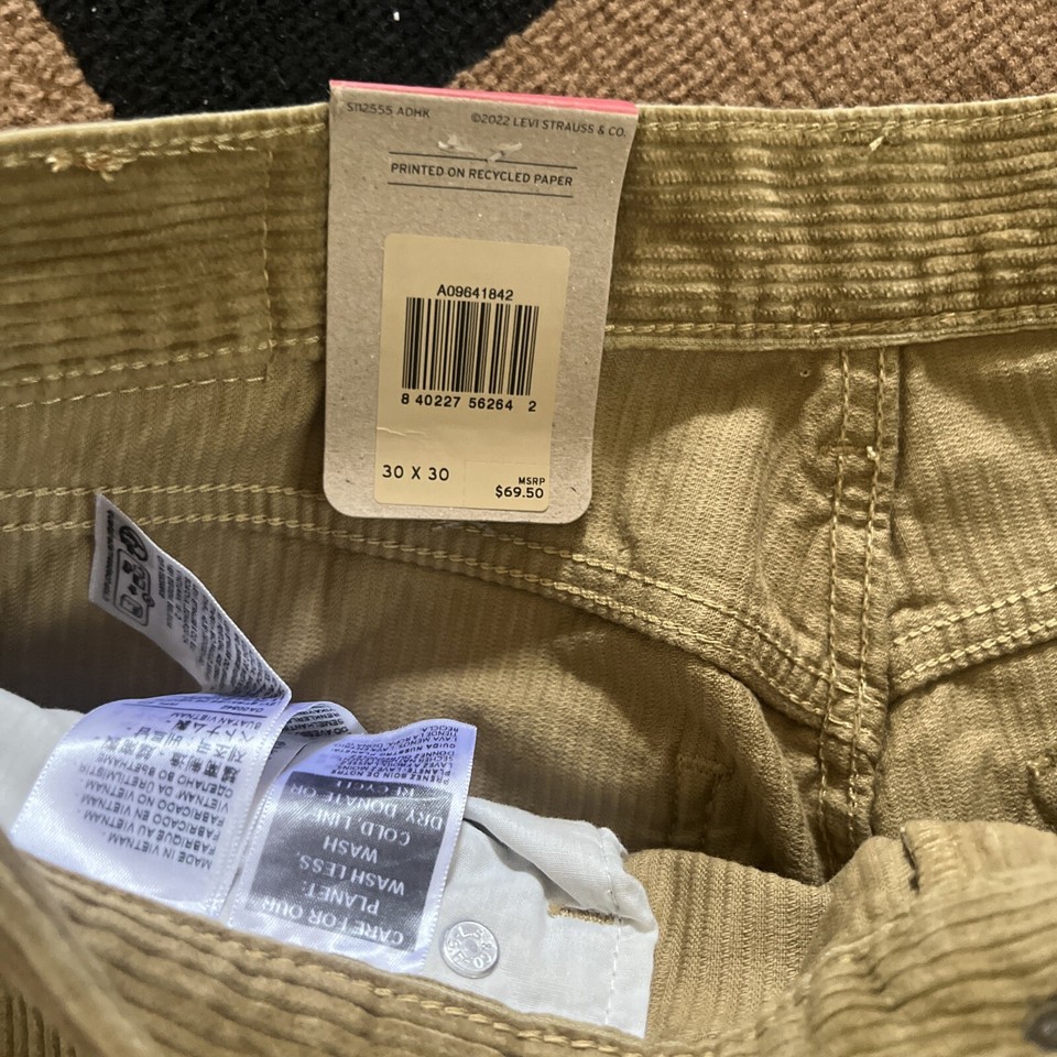 Levi's Corduroy Pants Men's Size 32*x30 Beige Gold Low Pro Straight Leg