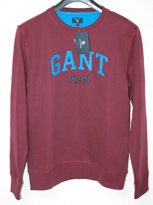 Gant Men Logo Sweat Pullover Purple Fig Size L New 99 