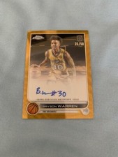 Bryson Warren 2022 Topps Chrome Overtime Elite OTE Gold Shimmer Auto SP RC /50