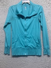 REI Womens Performance Full Zip Lightweight Jacket Shirt Teal Pockets Outdoor