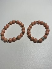 Natural Coral Colored Beaded Bracelets, Not One But Two 