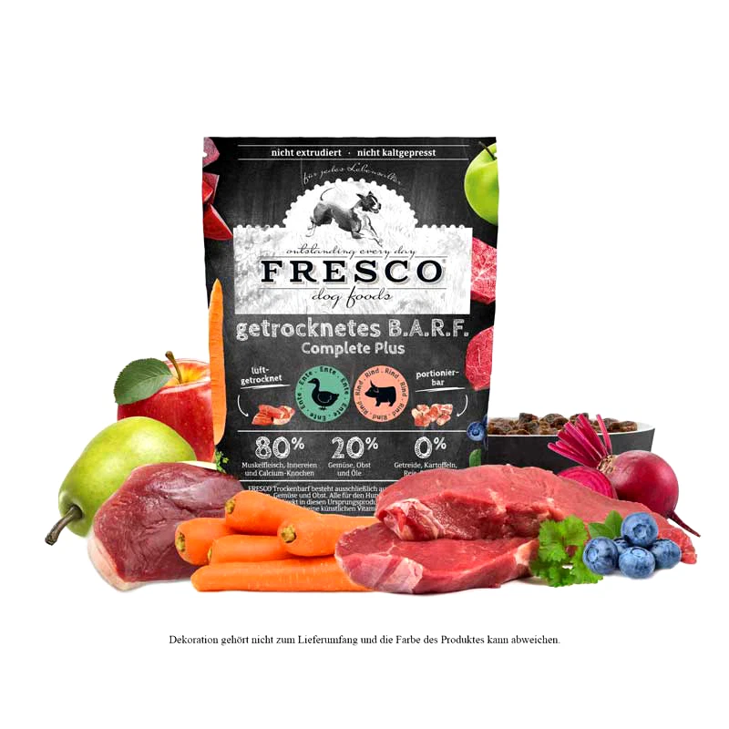 FRESCO Trockenbarf Complete Plus Ente mit Rind 1kg Hundefutter Trockenfutter
