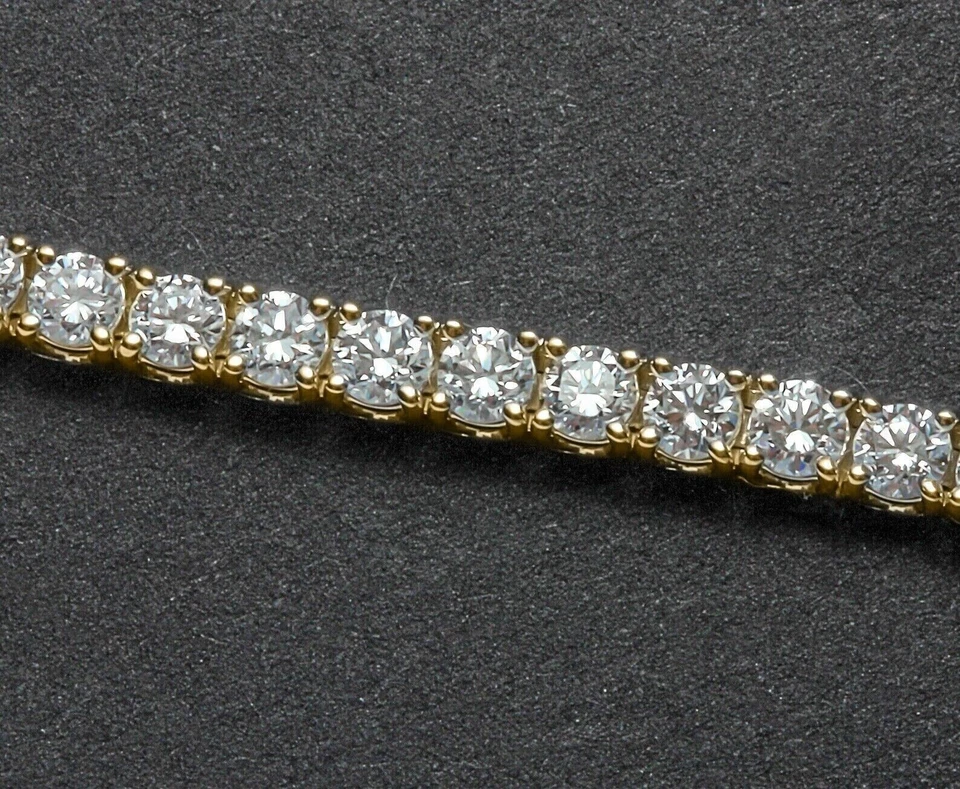 5Ct Round Cut Lab-Created Diamond Women's Tennis Bracelet 14K Yellow Gold Plated - Image 4 of 4