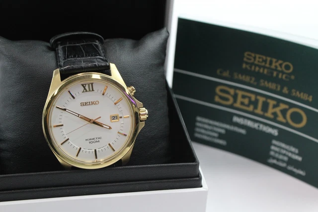 17 Seiko Kinetic Gold Tone Watch Quartz Untested