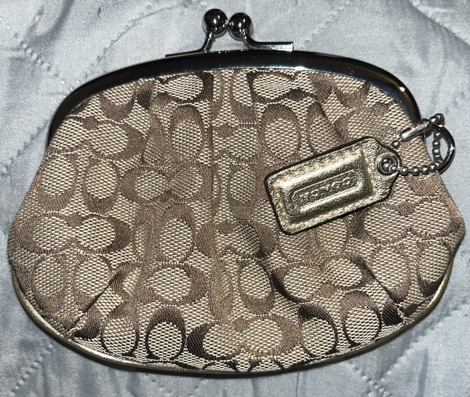 Coach Small Signature Bag Leather  Never Used Cosmetic /change Purse