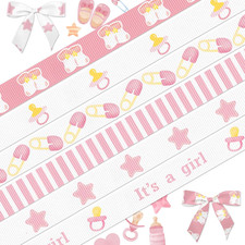 6 Rolls Baby Girl Pink Ribbons 3/8" X 18Yd - It'S a Girl Diaper Cake Decor for G