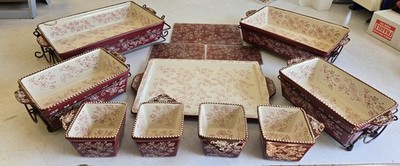 Temp-Tations Presentable Ovenware Tara Old world Baking Dish Set Lot Of 16 Exe