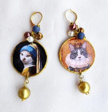 Handmade Asymmetrical Cat Earrings