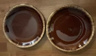 VTG Hull Brown Drip Glaze Dinner Plates 10.5” Diameter Round USA Lot of 2