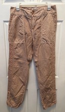Sundance Pants Sz 6 32x30 Pink Linen Blend Roll Tab Cuffs Lace Side Trim Boho