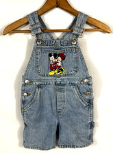 Vintage 90s Disney Store Mickey Minnie Mouse Denim Bib Overalls Youth Size 4/5