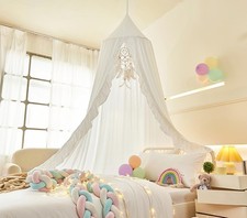 Bed Canopy for Girls, White, Modern Style, 5"W x 5"L 94.5"H
