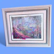 Vintage Framed Cottage Garden Bridge Wall Art – Bettie Felder – 29x25 HOMCO