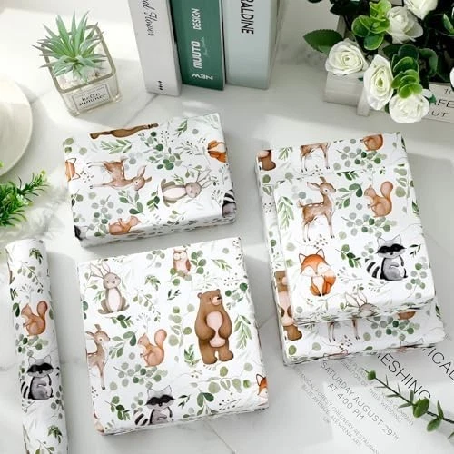 Бумага оберточная лесная для животных - мини-рулон - 17 дюймов x 32,8 фута лесное животное эука... - Изображение 4 из 4