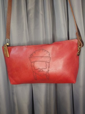 In Blue Handmade- Red Willie Nelson 100% Full Grain Leather Crossbody Satchel