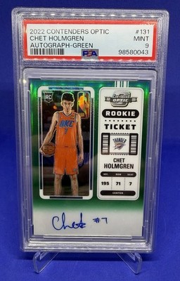 2022 Panini Contenders Optic Chet Holmgren Autograph Green RC /75 PSA 9 On-Card