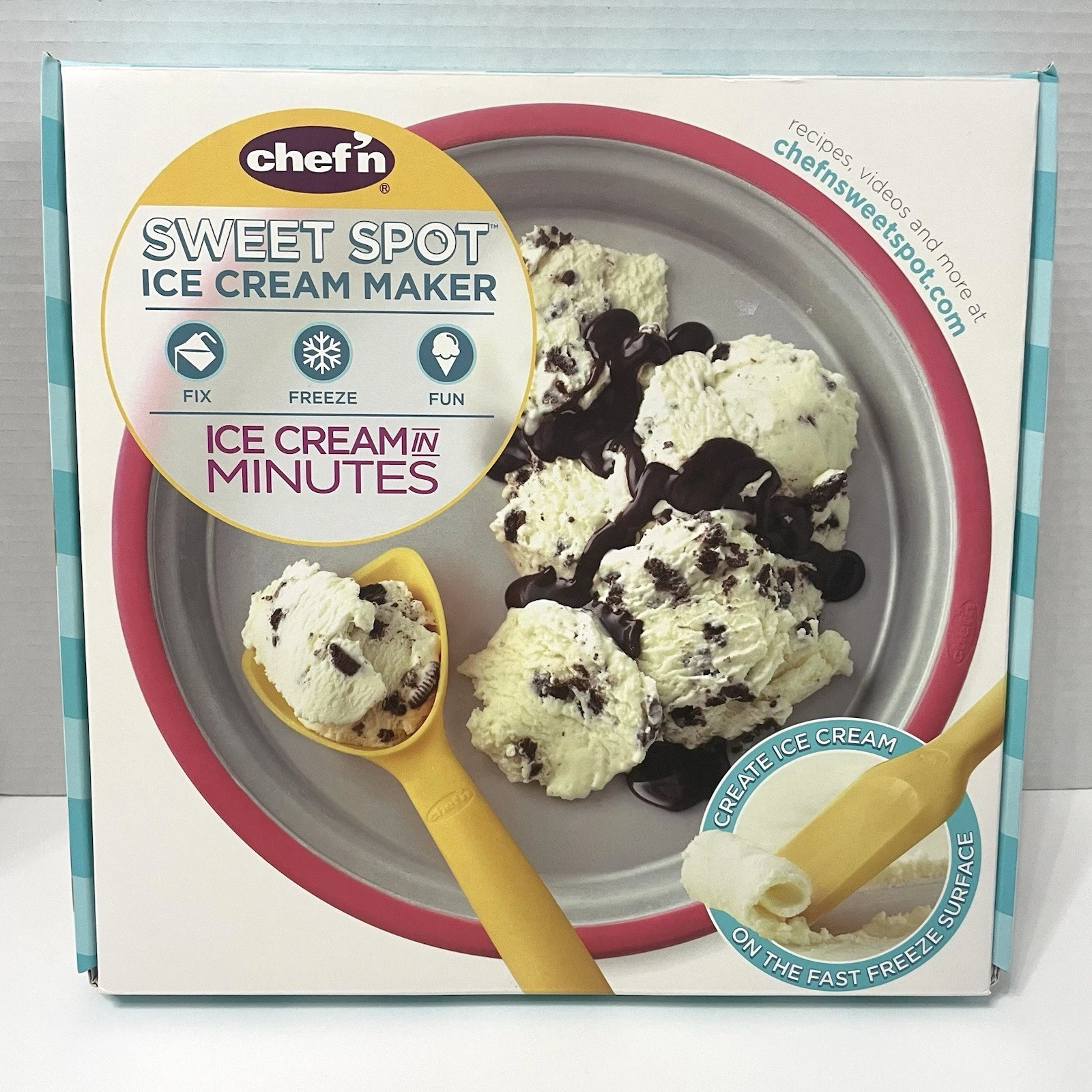 Chef'n Sweet Spot Ice Cream Maker Fast Freeze Surface With Recipe Book
