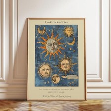Vintage Sun Moon Astrology Poster Celestial Art Print 24x36 Unframed