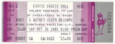 Vintage 1985 Exotic Erotic Ball Pride Joy Full Ticket Stub San Francisco CA