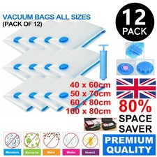 12 X STRONG VACUUM STORAGE SPACE SAVER SAVING VACUM VACCUM LARGE ORGANISER BAGS