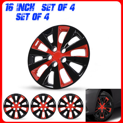 4PCS Red & Black 16'' Hubcap Wheel Cover Fits 2013-19 NISSAN SENTRA / LEAF New