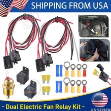 Dual Electric Fan Relay Kit W Thermostatic Sensor Switch 185 On 175 Off 40a Usa