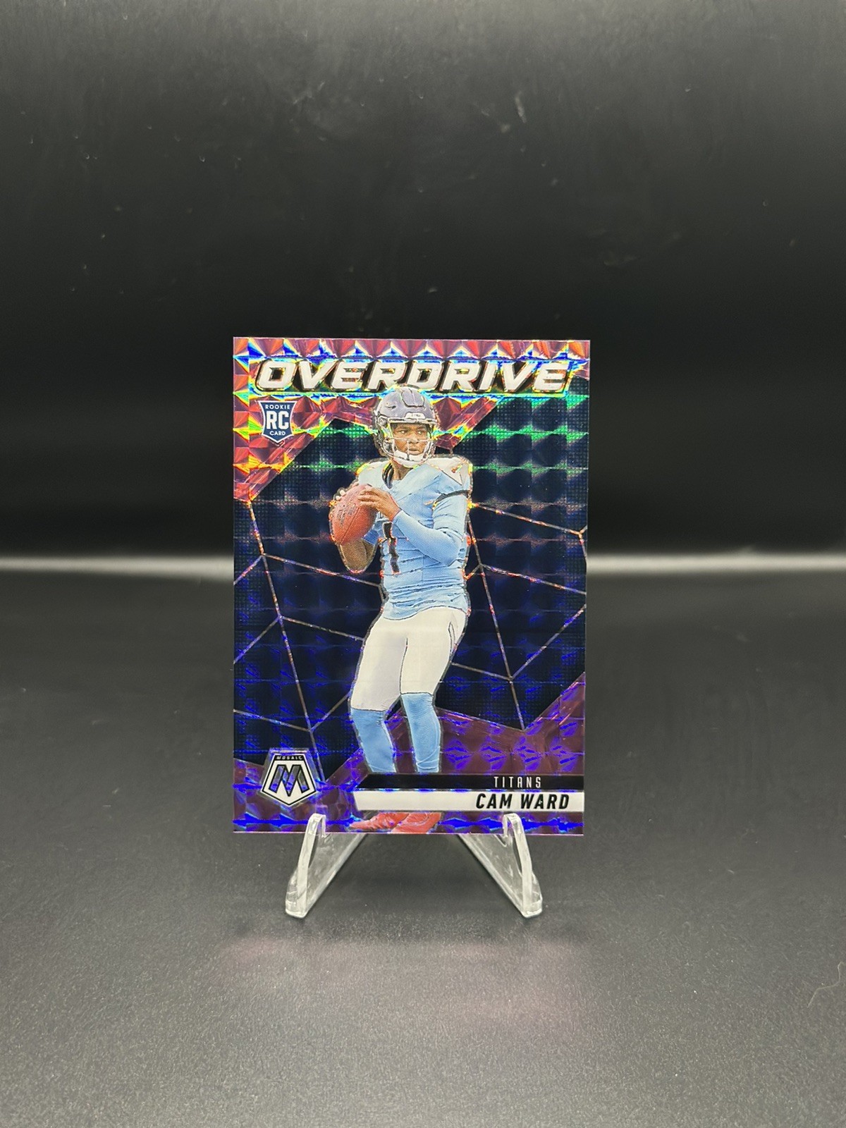 2025 Panini Mosaic Cam Ward RC Rookie Overdrive Purple Mosaic Prizm 20/49 Titans