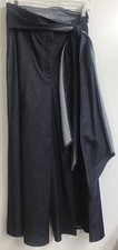 Carolina Herrera Dark Navy Denim Wide Leg Pant Front Slit Tie Belt Nwt Size 10
