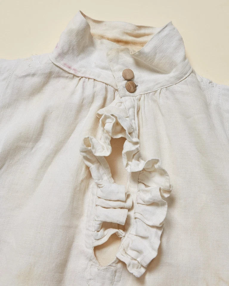 МУЖСКАЯ ЛЬНЯНАЯ РУБАШКА 1820-1830-х годов с оборкой спереди викторианская мужская большая - XL - Изображение 4 из 4