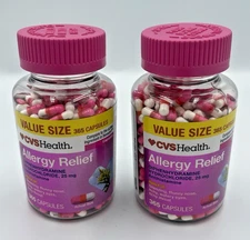 Lot of 2 CVS Value Size Allergy Relief 25 mg 365 (730 total) Tablets Exp 06/26