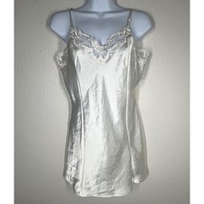 Victoria's Secret Y2K Slip Dress White Lace Satin Cami Lingerie Medium Mini EUC