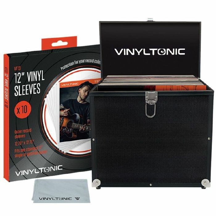 Vinyl Tonic 12"" Vinyl Record Flightcase 40 with Microfibre Cloth & 12"" Vinyl ...