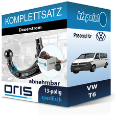 ORIS Anhängekupplung abnehmbar und TOWTEC E-Satz 13polig für VW T6 2015-2019 neu