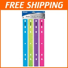 Transparent 12-Inch Jewel Tone Plastic Rulers - 24-Pack for Creative Projects