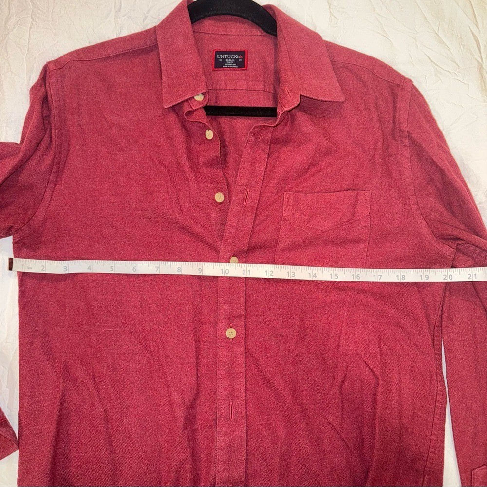UNTUCKit Button Down Brick Red Flannel Shirt | Sm… - image 5