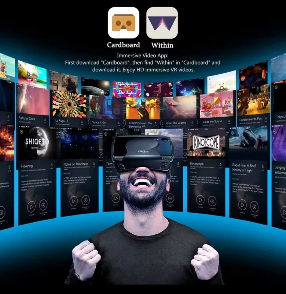 3D VR Headset Box Virtual Reality Helmet Glasses For 5-7” Screen Smart Phone - Image 2 of 4