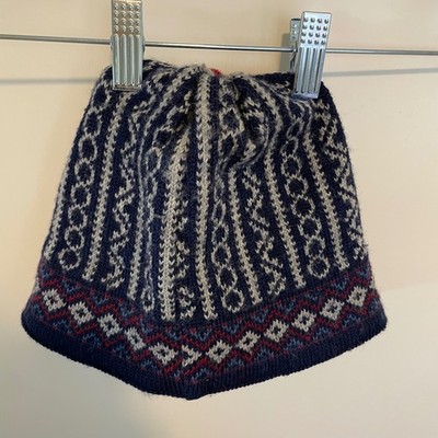 Dale of Norway Wool Beanie Hat Nordic Fair Isle Navy Tassel  display picture 3