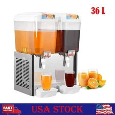 Commercial Cold Beverage Juice Dispenser Frozen Ice Drink 9.5 Gal 2 Tanks, 36L