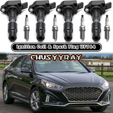 Set of 4 Ignition Coil Spark Plug For 2015-2019 Hyundai Sonata 2.0L/2.4L UF764