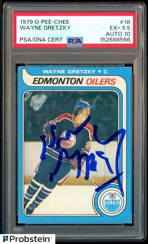 1979-80 O-PEE-CHEE OPC Hockey #18 Wayne Gretzky RC HOF PSA 5.5 PSA/DNA 10 AUTO