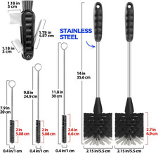 6 Pack Bottle Brush Set 14in Long Handle Cleaner Straw Cup Cleaning Tool Kit
