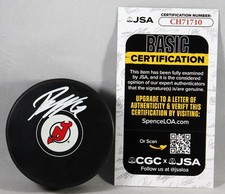 JESPER BRATT SIGNED NEW JERSEY DEVILS PUCK NHL SWEDEN STAR AUTOGRAPHED +JSA COA