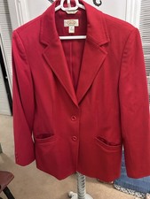 Vintage Talbots Wool Red Blazer Jacket Stretch Italy Fabric Lined Women  s 10