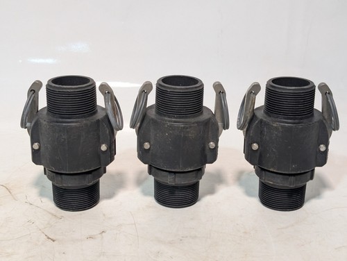 (3) Type B Polypropylene 1-1/2" Cam & Groove Lock Fittings Couplings, Made in US
