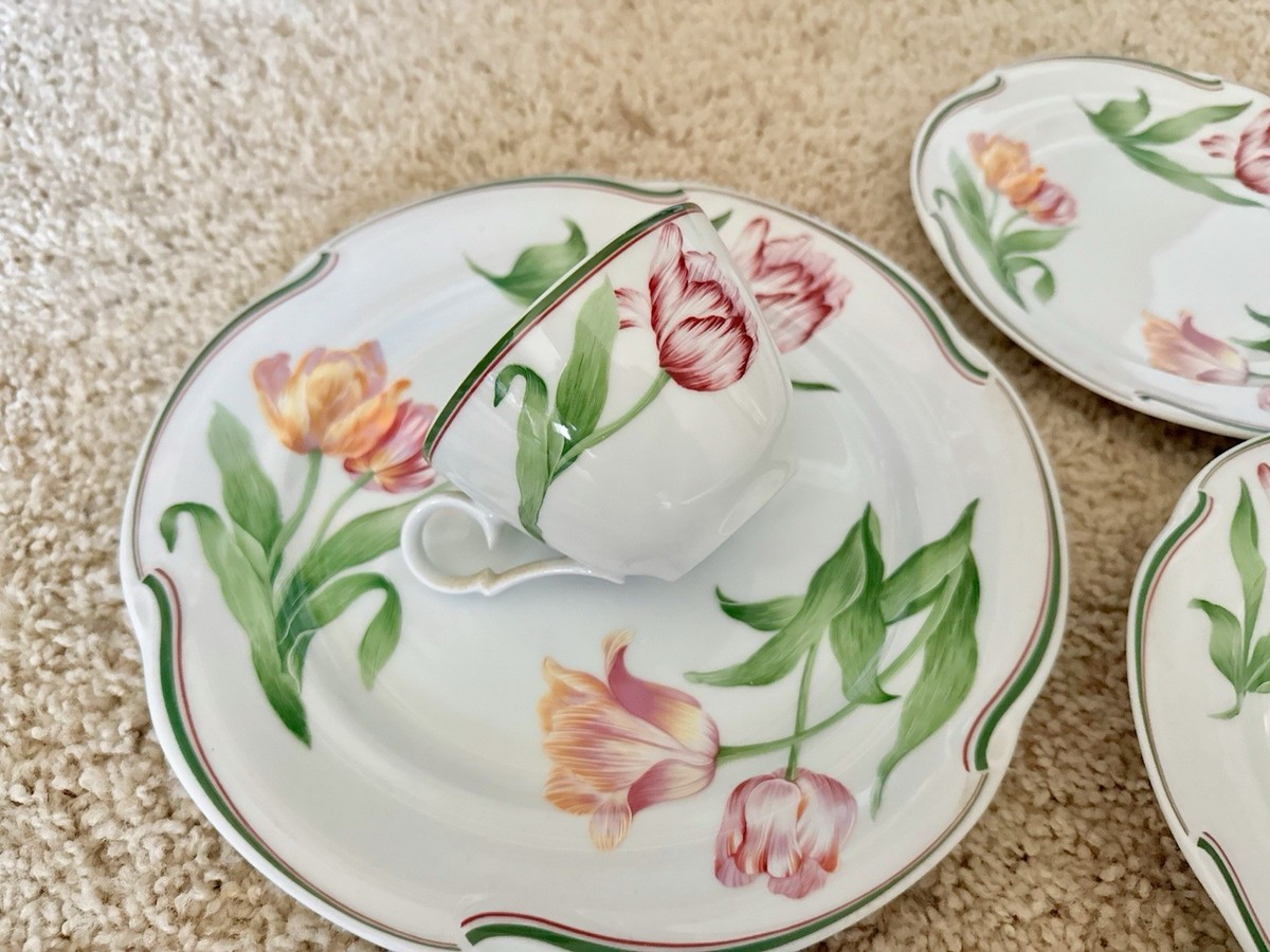 Christian Dior 花柄食器セット Christian Dior Pair Coffee Tea Cup & Saucer Margaret Flower