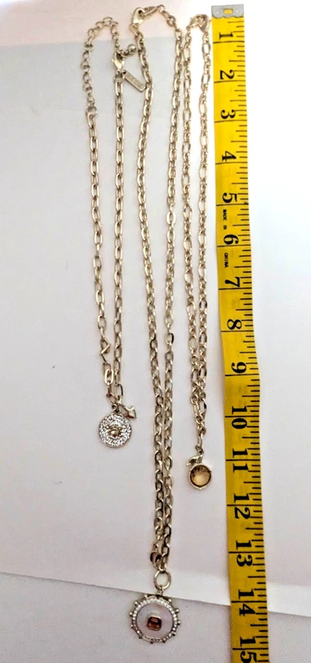 White House Black Market Runway/ Statement Triple Chain Gold Tone Necklace Set! - Image 3 of 4